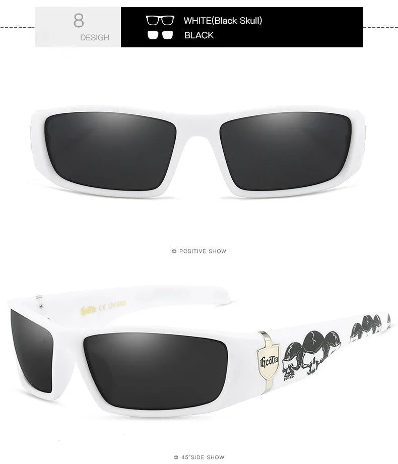 Bandit style hip hop sunglasses model G613 with box frame and polarised PC lenses in various colours
