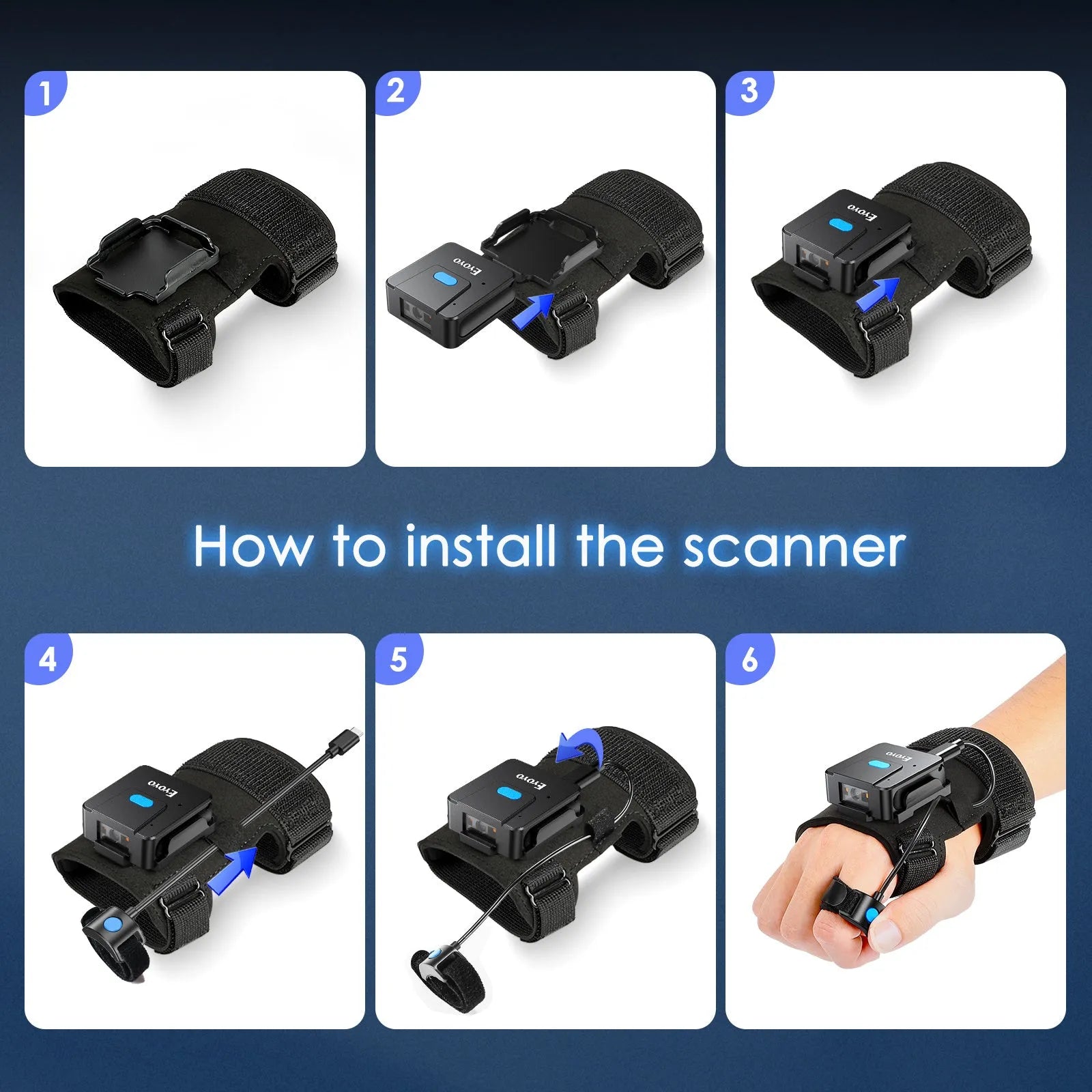 Bluetooth wrist-mounted barcode scanner glove with handheld scanning unit