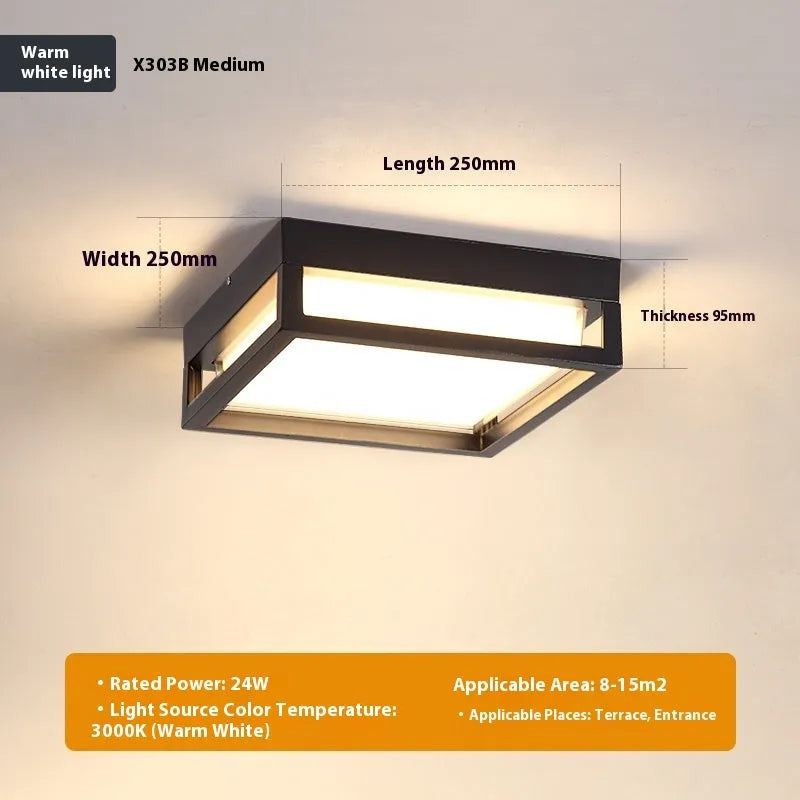 Corridor insect-proof ultra-thin outdoor ceiling lamp with powder coated plastic shade in warm white