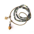 Children's ethnic bracelet with multi-layered retro design made from natural crystal or semi-precious stones