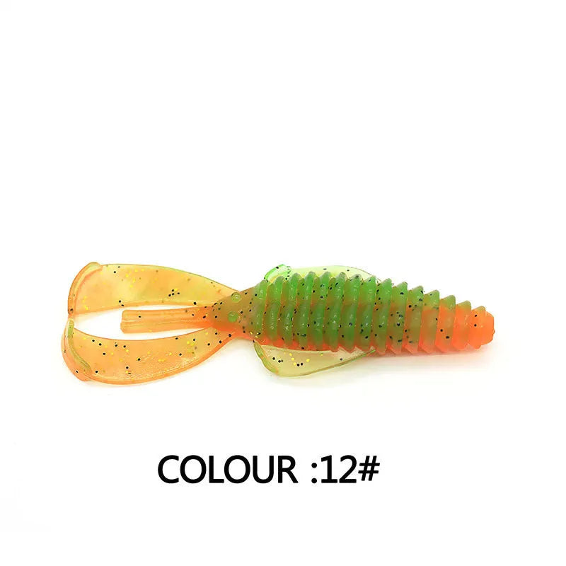 PVC fishing soft bait lures in 8cm and 12cm sizes showing colour variations 1-12