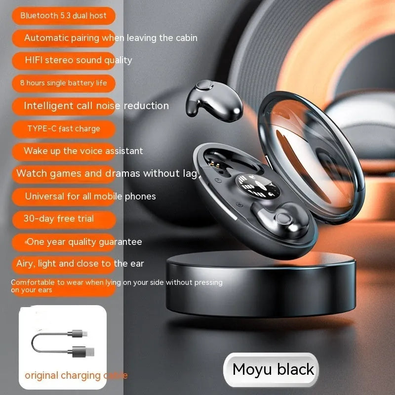 Black, white or skin in-ear Bluetooth 5.3 headset, mini lightweight plastic earphone with 10m range.