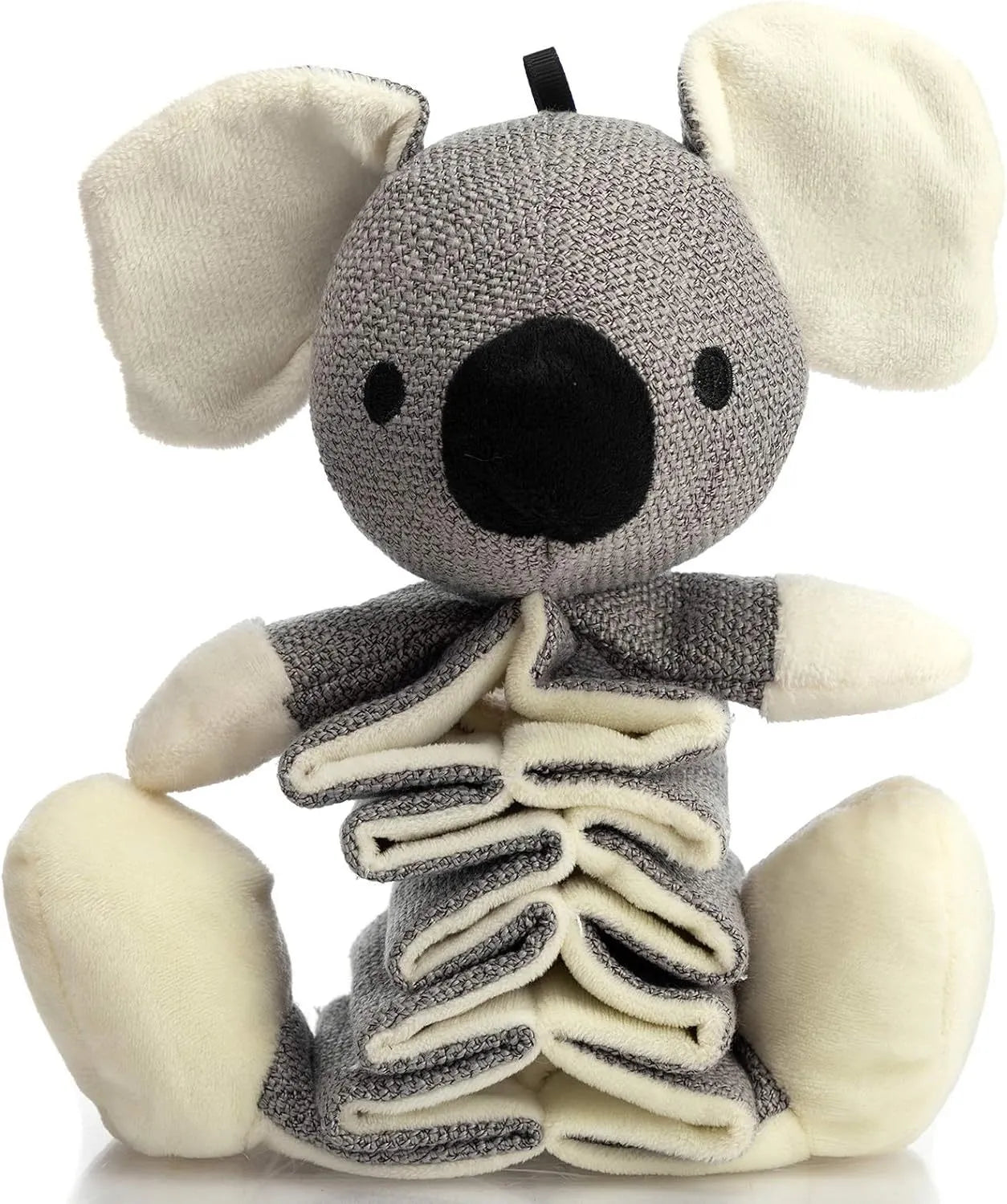 Hollypet grey koala plush dog chew toy with crinkle paper, measuring 30cm long.