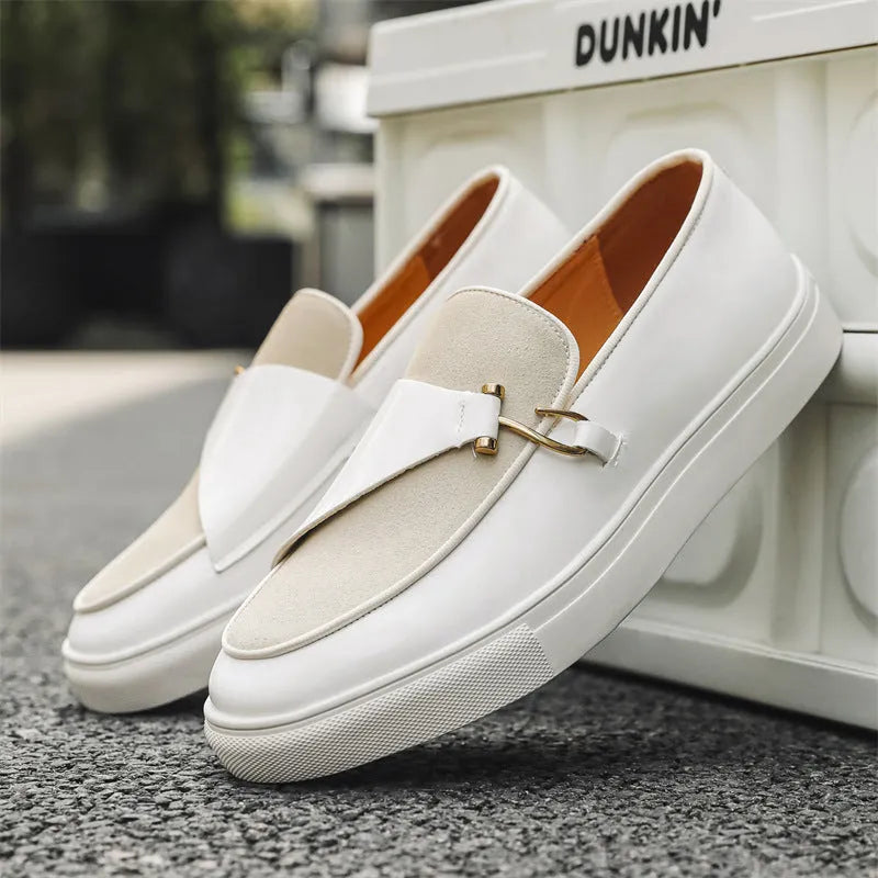 Men's casual shoes in solid black colour with artificial PU upper on plain background