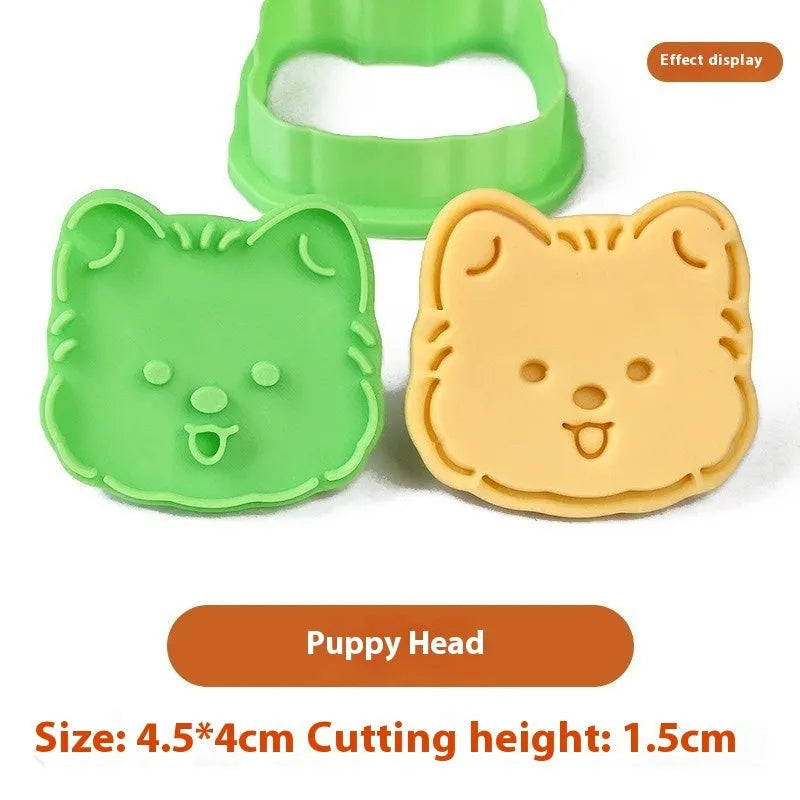 Three-dimensional puppy cartoon biscuit mould with birthday hat design for baking dog-themed cookies