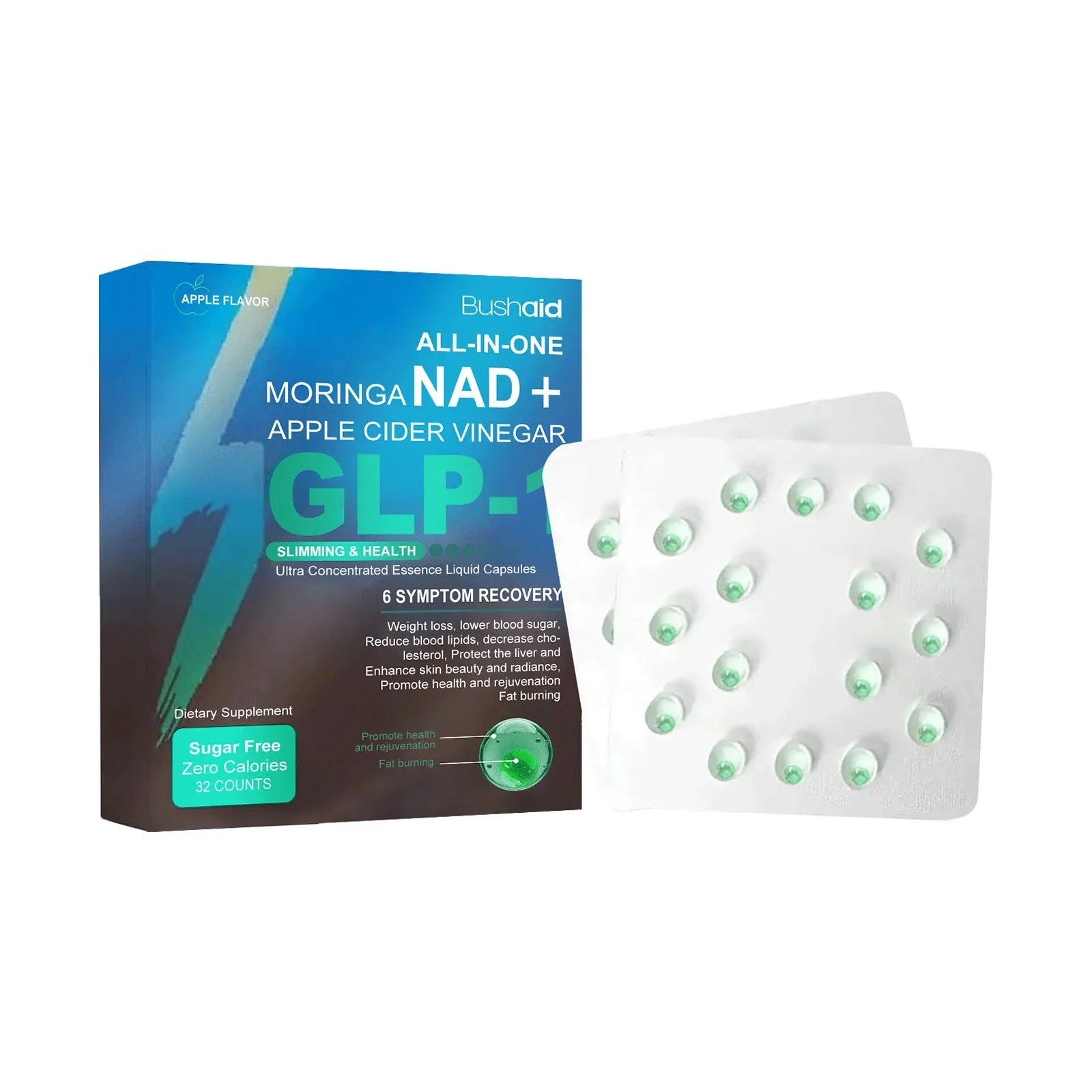 32 count intestinal health probiotic beads with Lactobacillus strains in gelatin coating