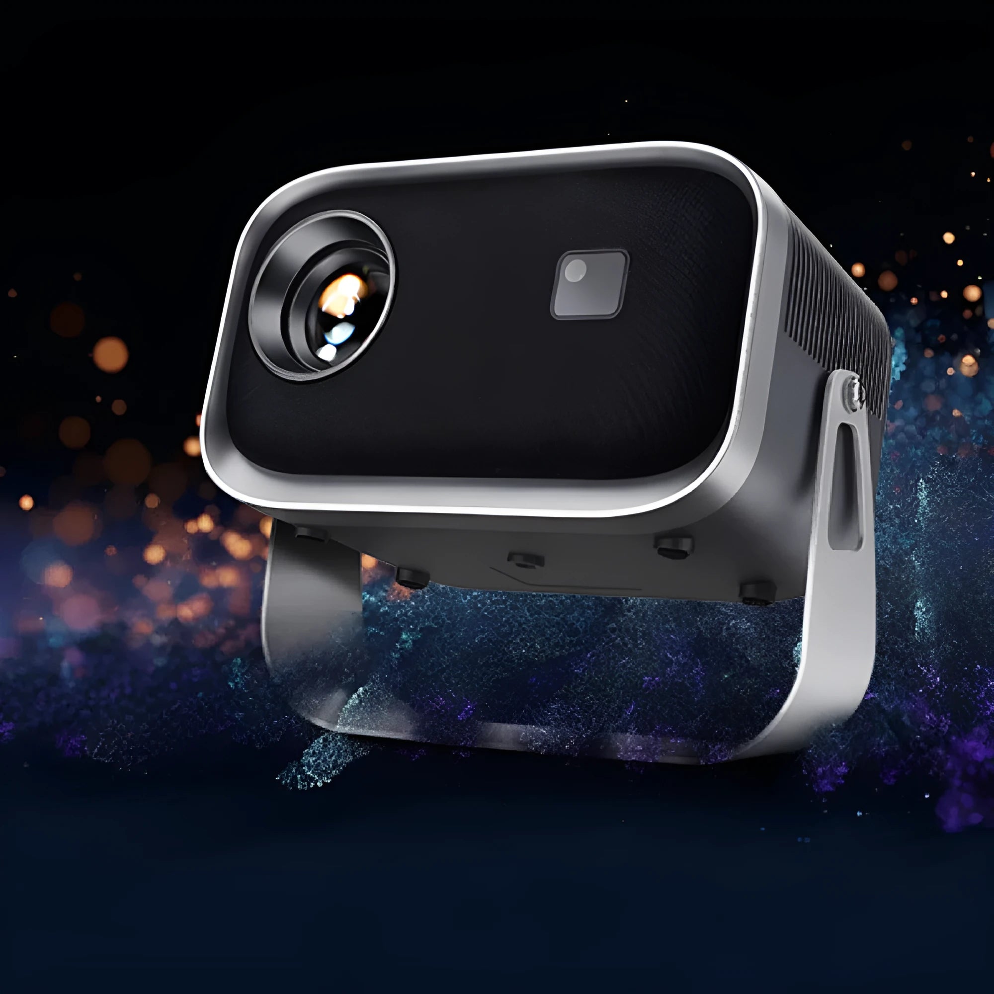 Home HD portable projector with bracket, 1280x720 resolution, 150 lumens brightness, and remote control
