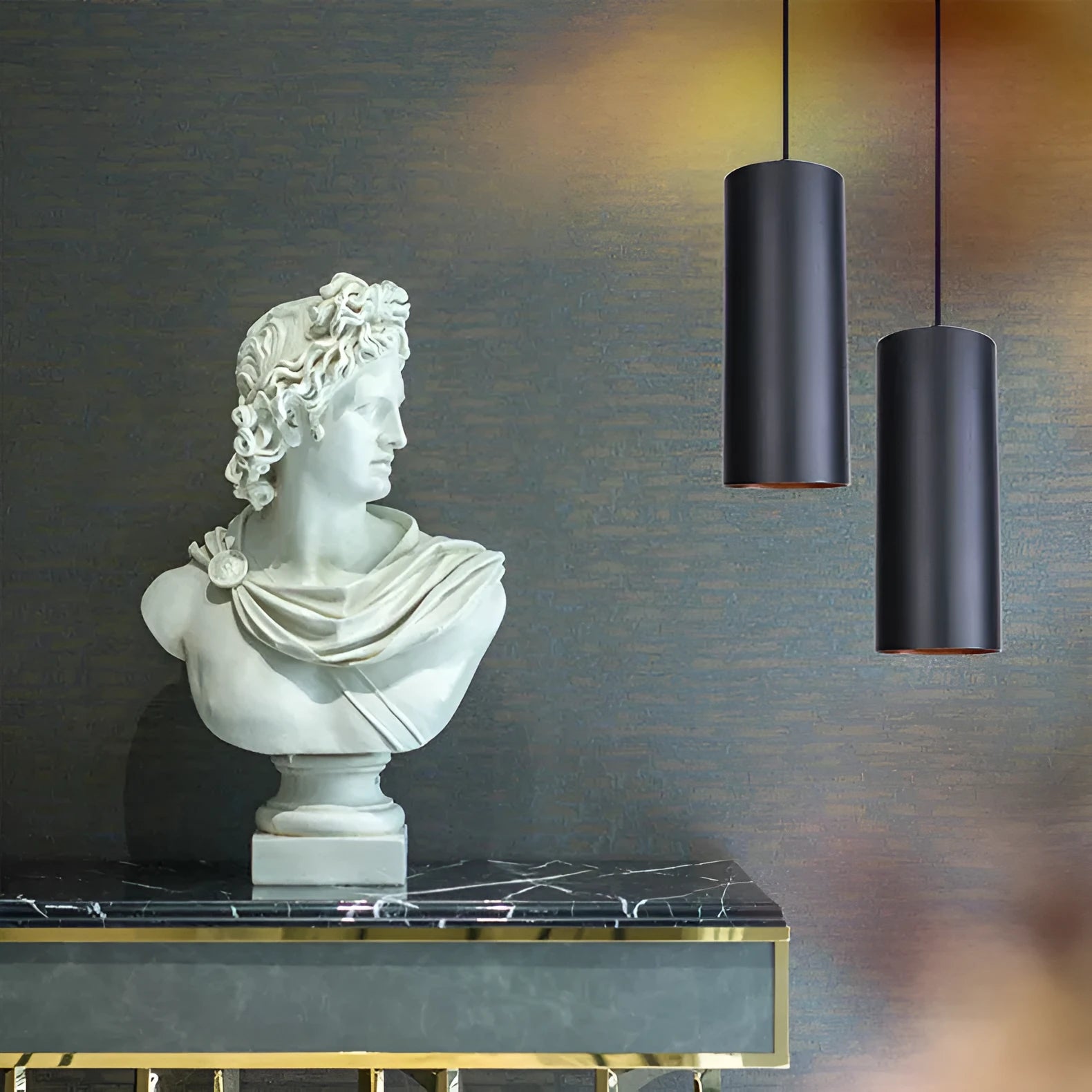 Retro geometric iron chandelier in matte black finish with multiple arms, hanging from a ceiling.