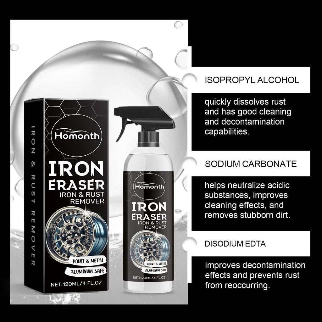 Car rust removing cleanser in 120ml spray bottle with citric acid formula for automotive paint decontamination