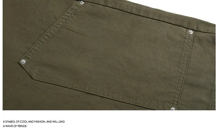 Workwear rivet cropped pants in wide-leg shorts style with mid waist and micro-elastic fabric