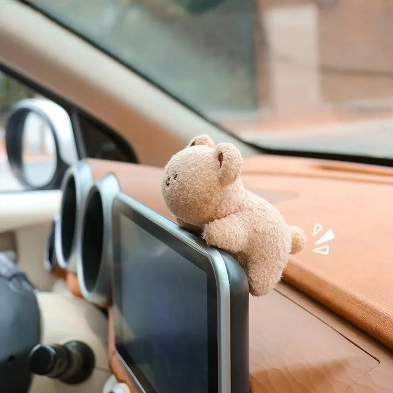 Fabric plush doll car decoration for dashboard in bear or rabbit cartoon designs