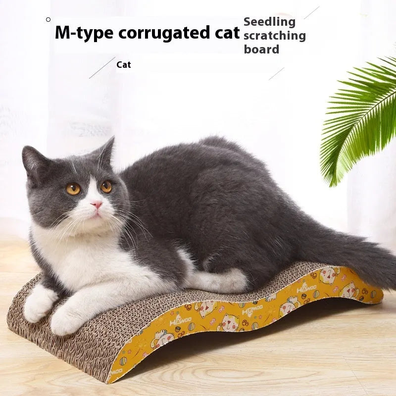 Corrugated paper cat scratch board in simple style design for feline claw grinding