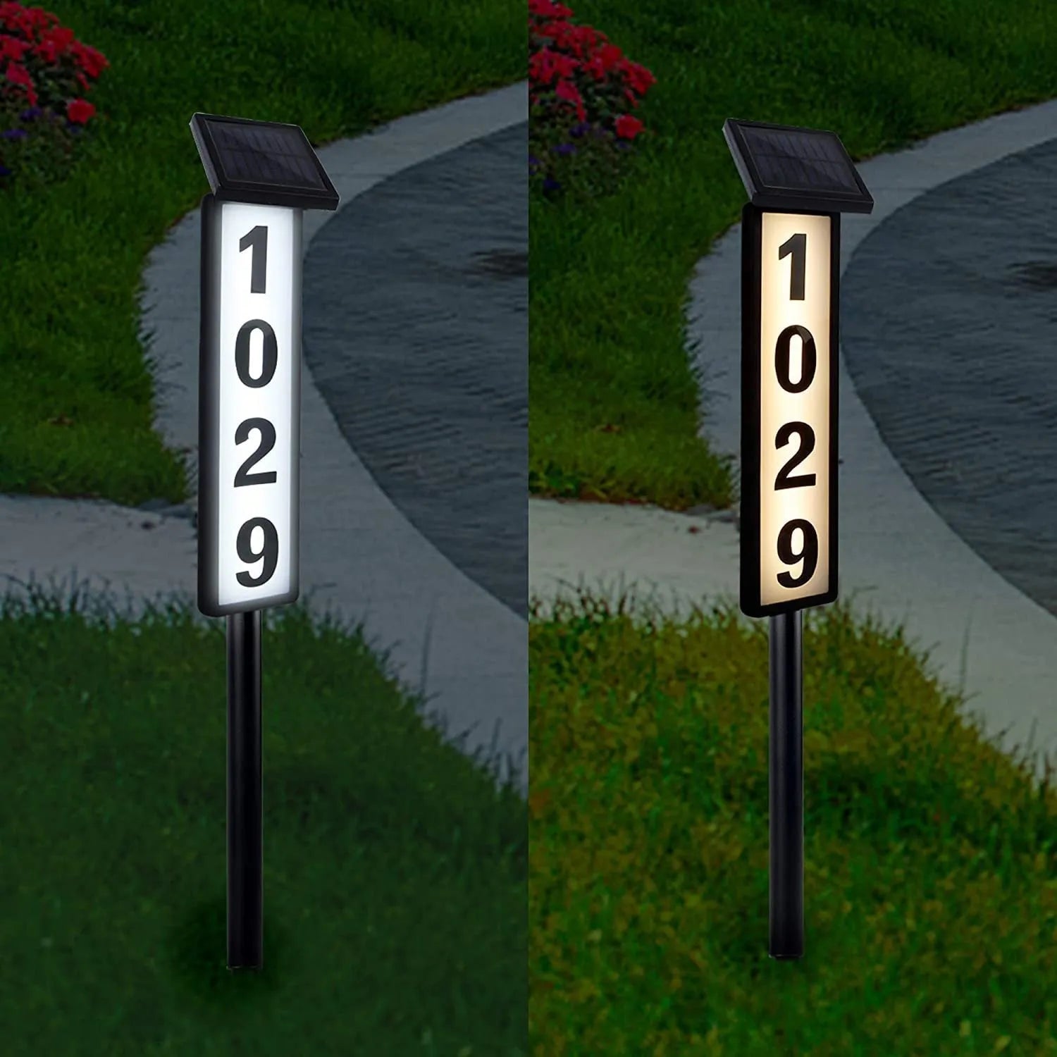 Solar doorplate lamp LED 120x120x900mm plastic outdoor garden lighting
