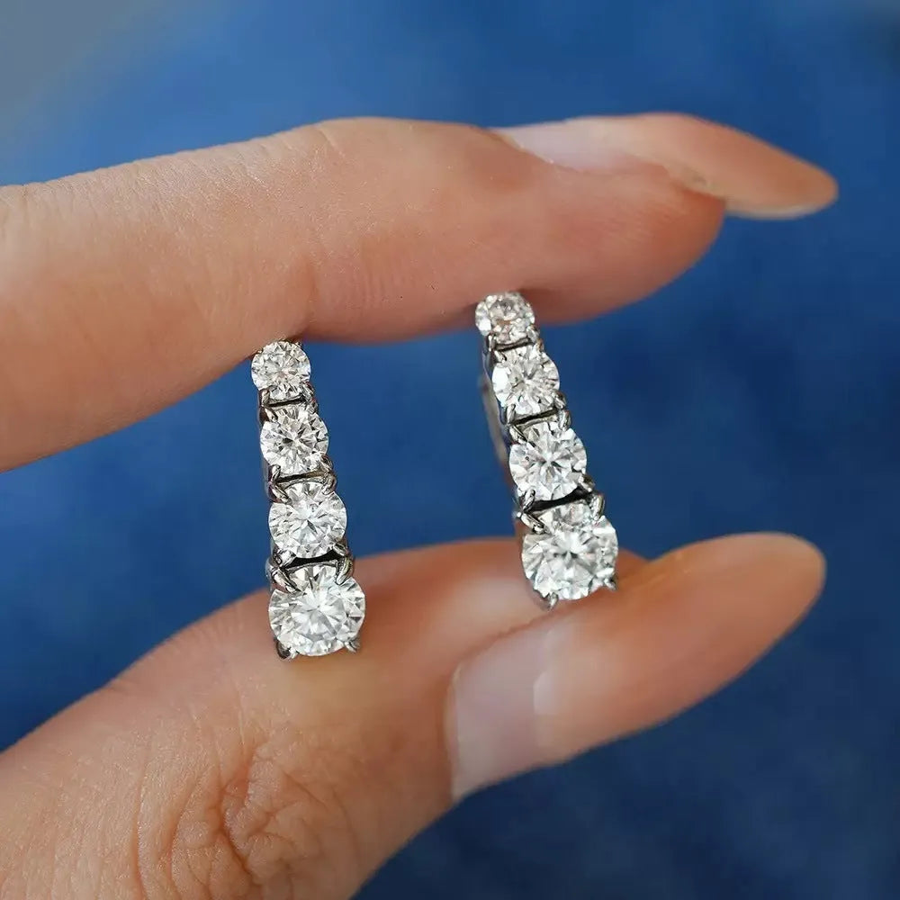 925 silver zircon ear studs in geometric and heart shapes, yellow and white gold electroplated finish for women