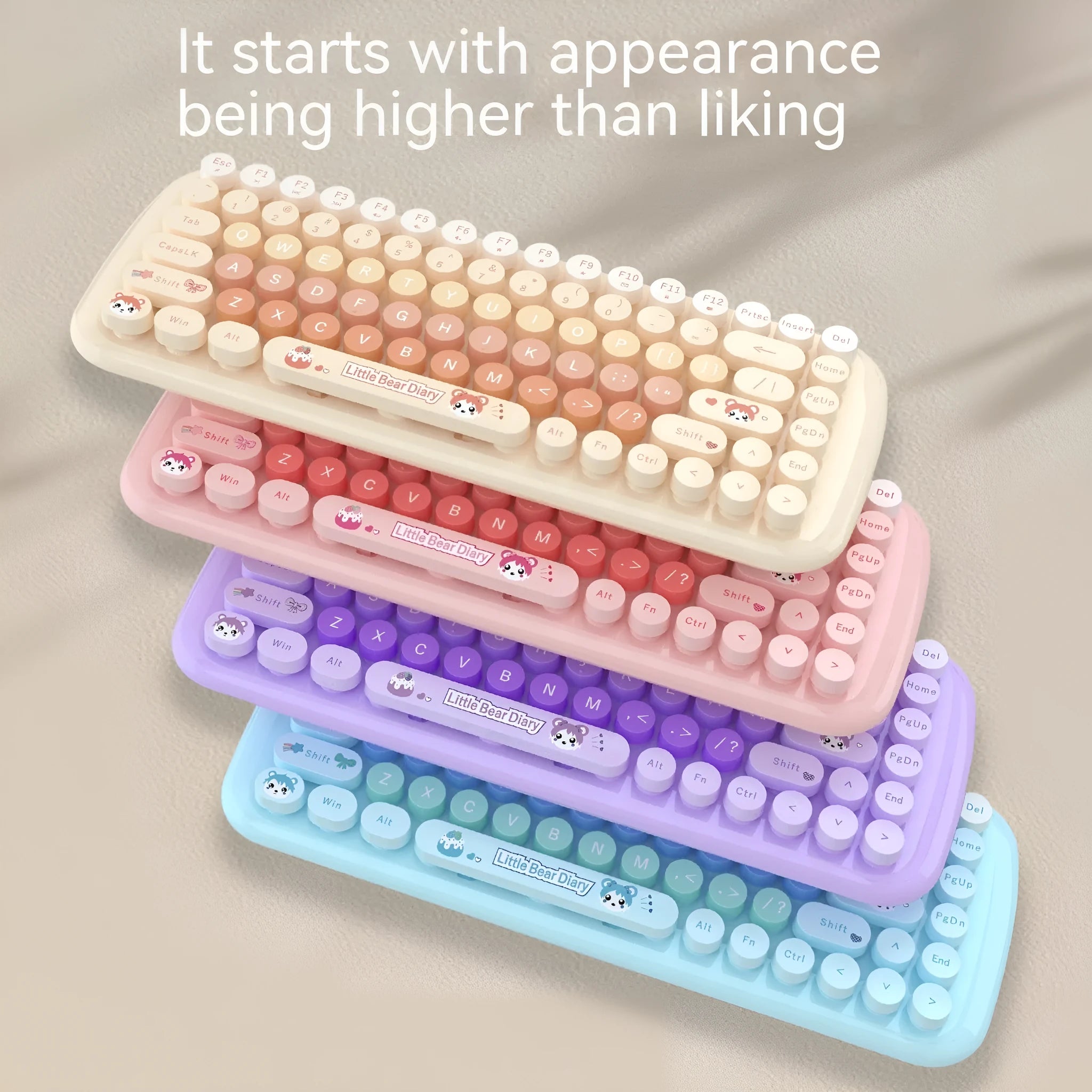 Pink cartoon wireless keyboard and mouse set with compact design for laptop and desktop use