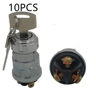Pure copper car ignition switch with a key for trucks and forklifts.
