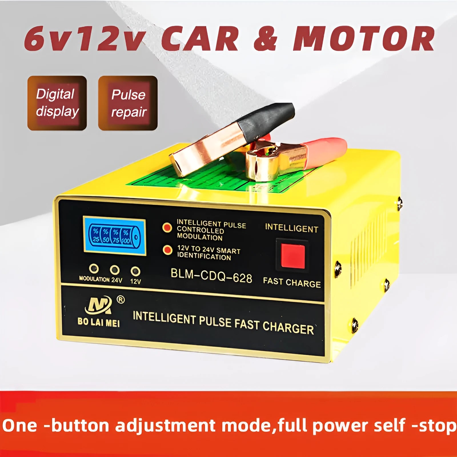 BT-168 car battery charger for 12V and 24V lead acid automotive batteries with American plug