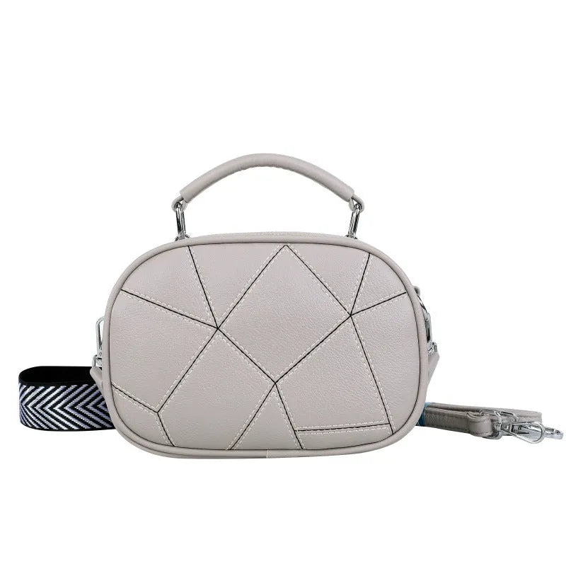 Retro three-layer patchwork small bag, PU exterior, polyester lining, 20x15cm, available in five colours