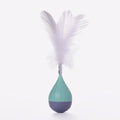 Green and pink feather tumbler cat toy with bite-resistant tease stick and goose feathers