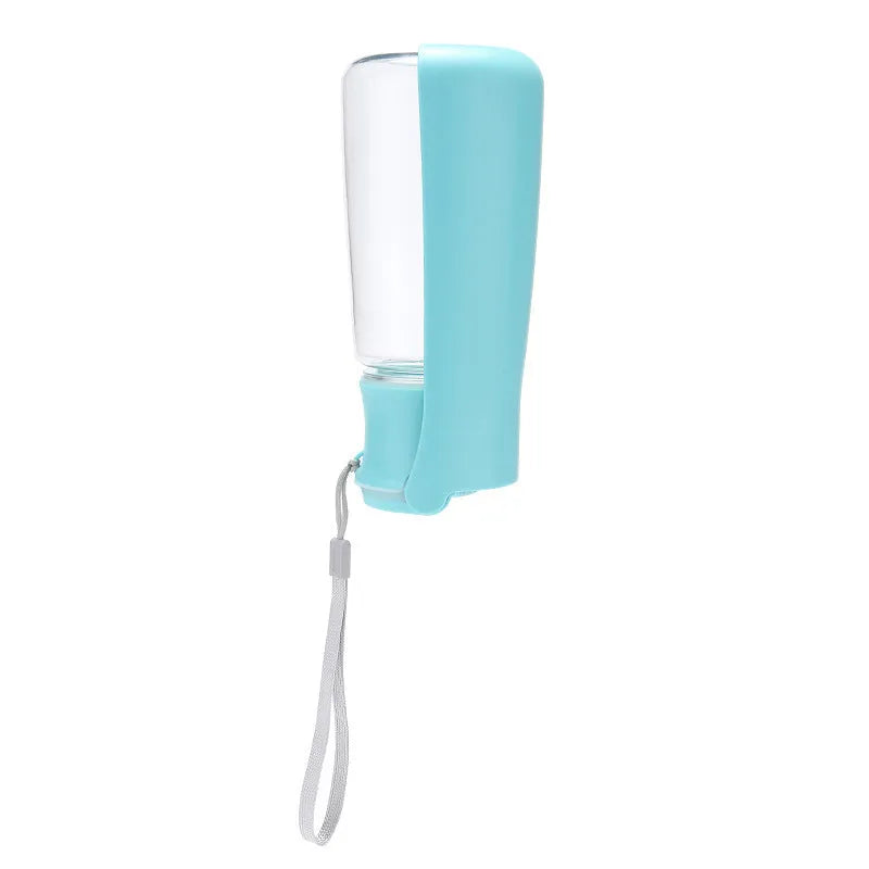 Foldable plastic dog water bottle in blue, pink or white with 350ml or 550ml capacity options