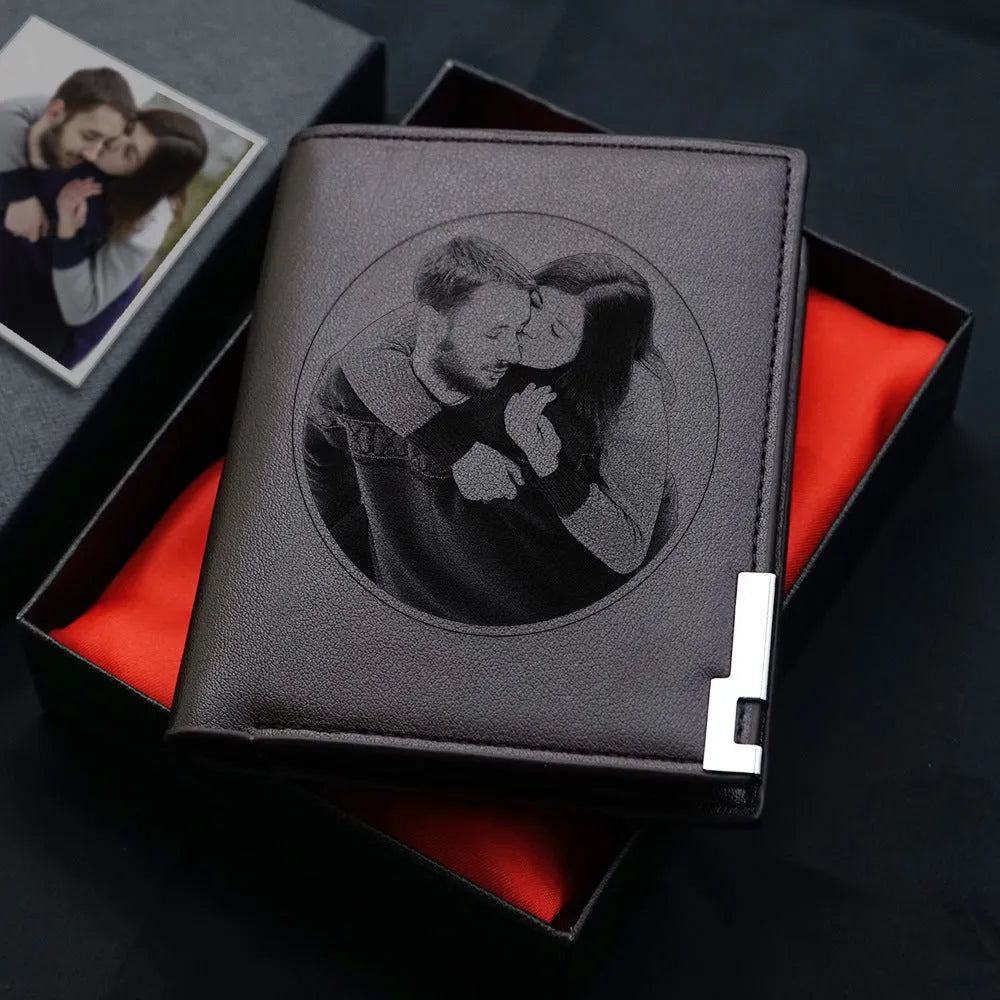 Men's genuine leather zip closure wallet showing card slots and cash compartment.