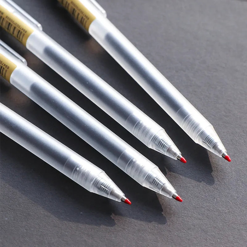 Set of twelve black retractable gel pens with frosted barrels and 0.5mm tips, plus two spare refills