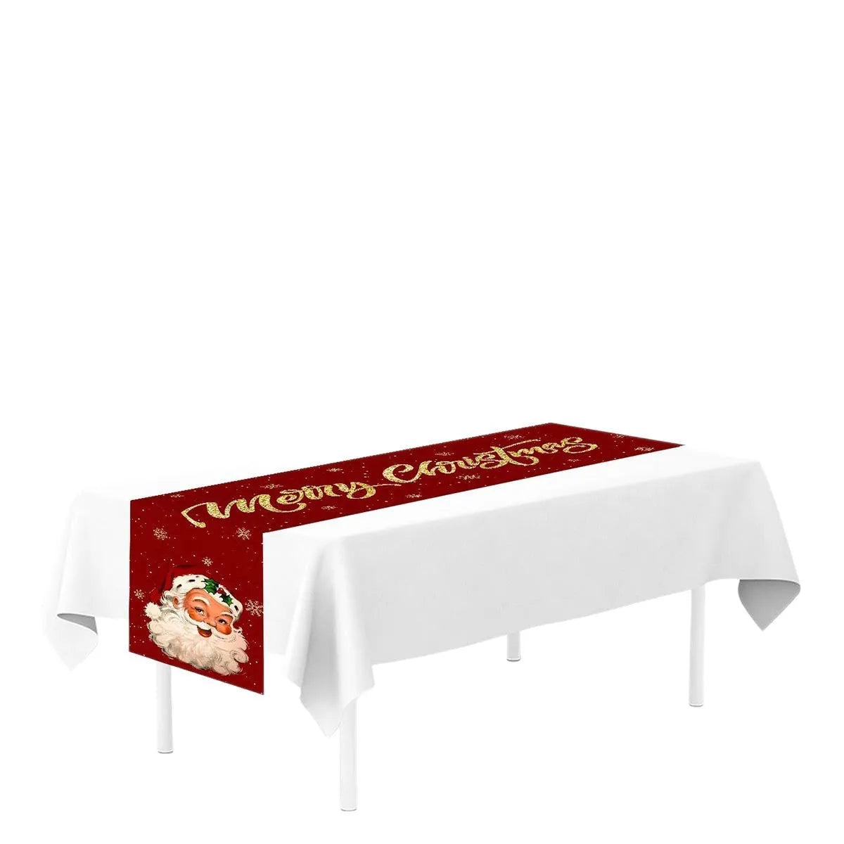 Polyester Christmas table flag 181x35.5cm American style Santa Claus Head Statue for dining tables