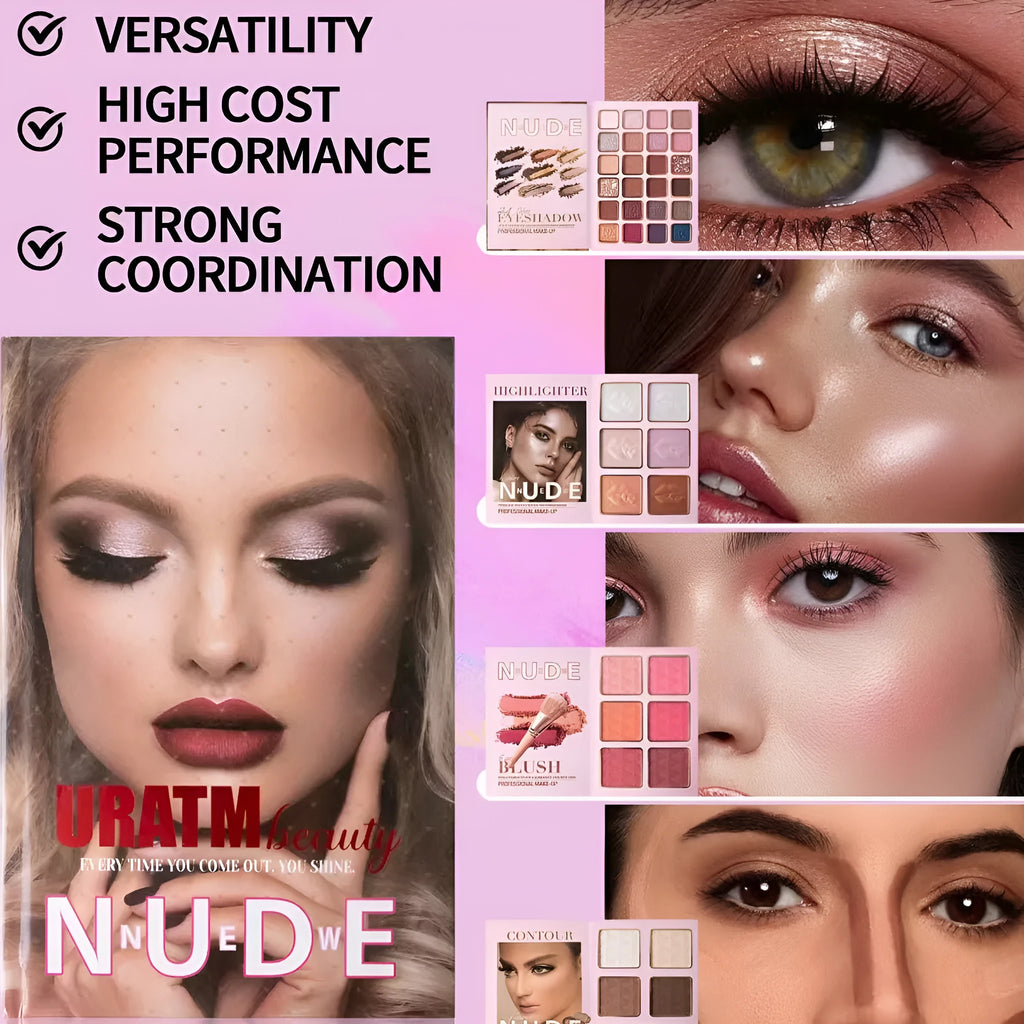 Multifunctional eye shadow plate with matte shimmer blush highlight integrated makeup set in colour U137A