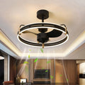 Variable frequency electric fan integrated ceiling light, 60cm diameter, black finish, with ABS blades and acrylic lampshade