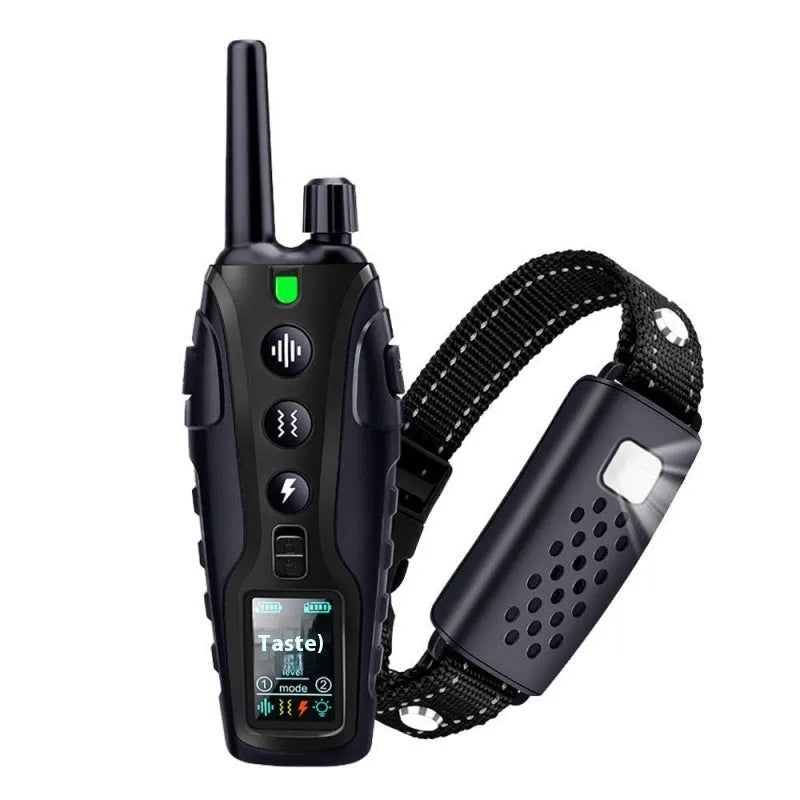 Colour screen dog trainer remote control and collar set with waterproof design and dual power display 2000 metre range