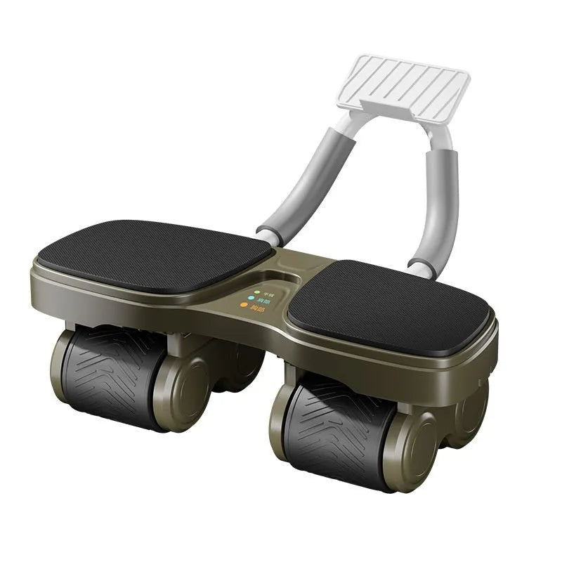 Four-wheel automatic rebound abdominal wheel in black for core fitness training
