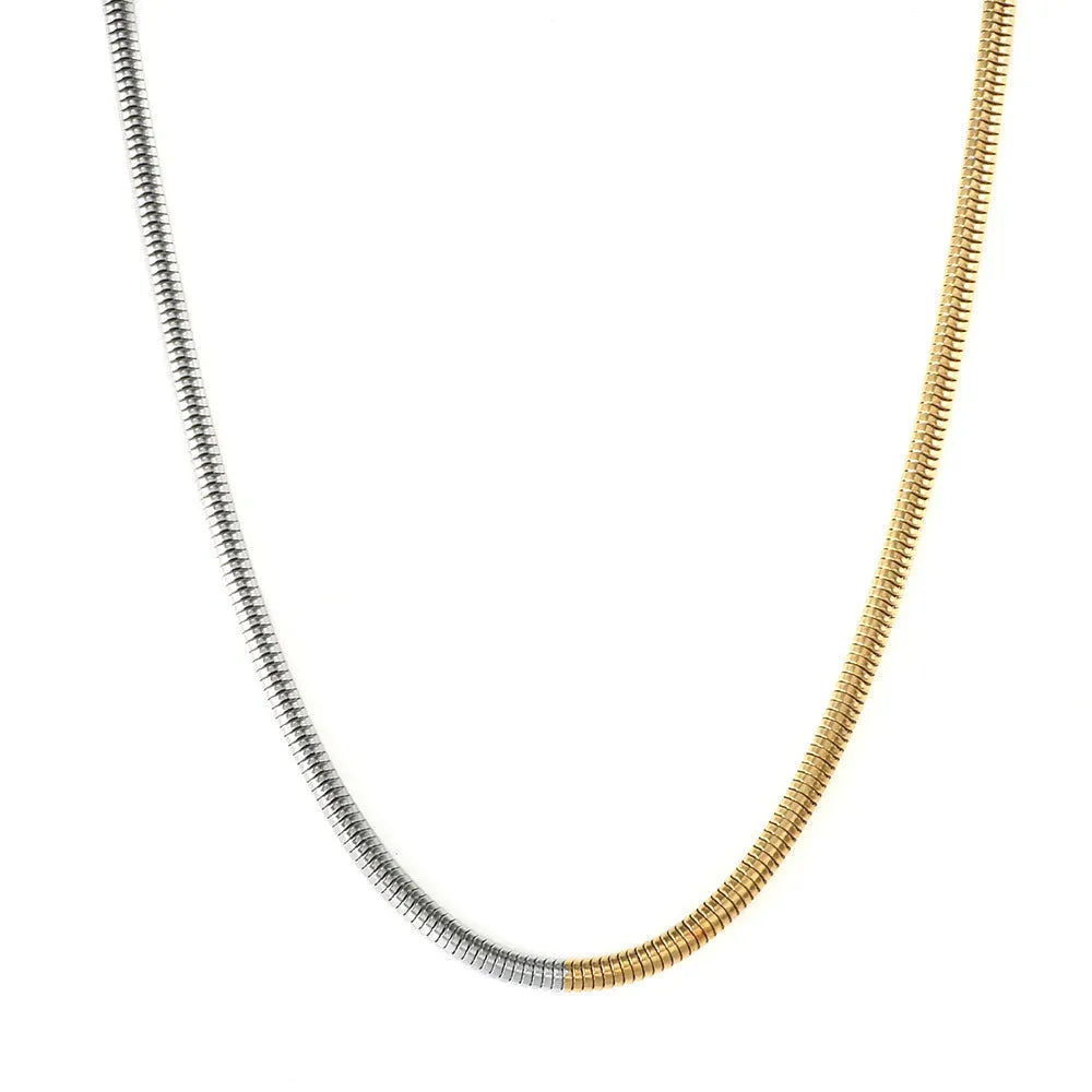 Golden 3 mm stainless steel snake bones chain necklace for women