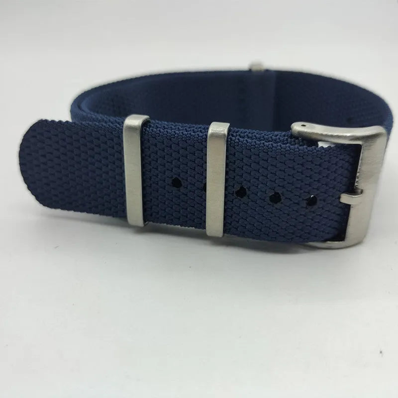 Nylon integrated replacement watch strap in Army Green colour showing the 20mm width.