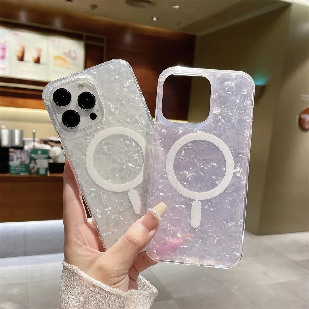 TPU magnetic shell phone case with transparent flash colour finish for iPhone 11-15 Pro Max