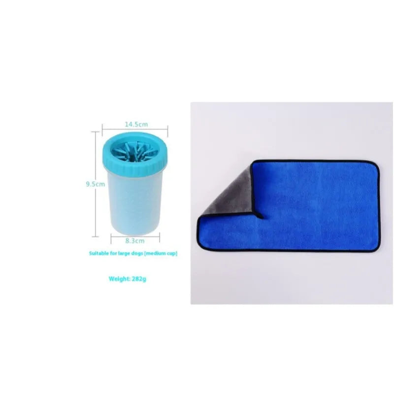Blue silicone dog paw washing bucket with non-slip base for portable pet foot cleaning