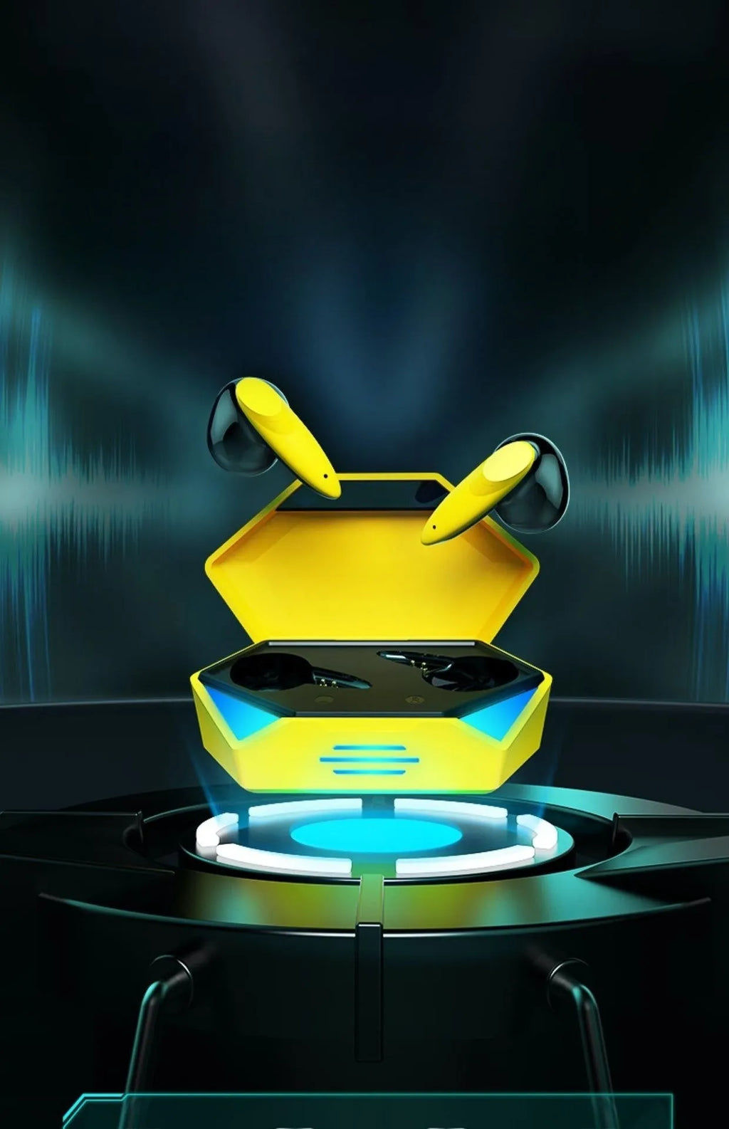 G20 Bluetooth Gaming TWS Headset in Black, White, or Yellow colours with charging case.