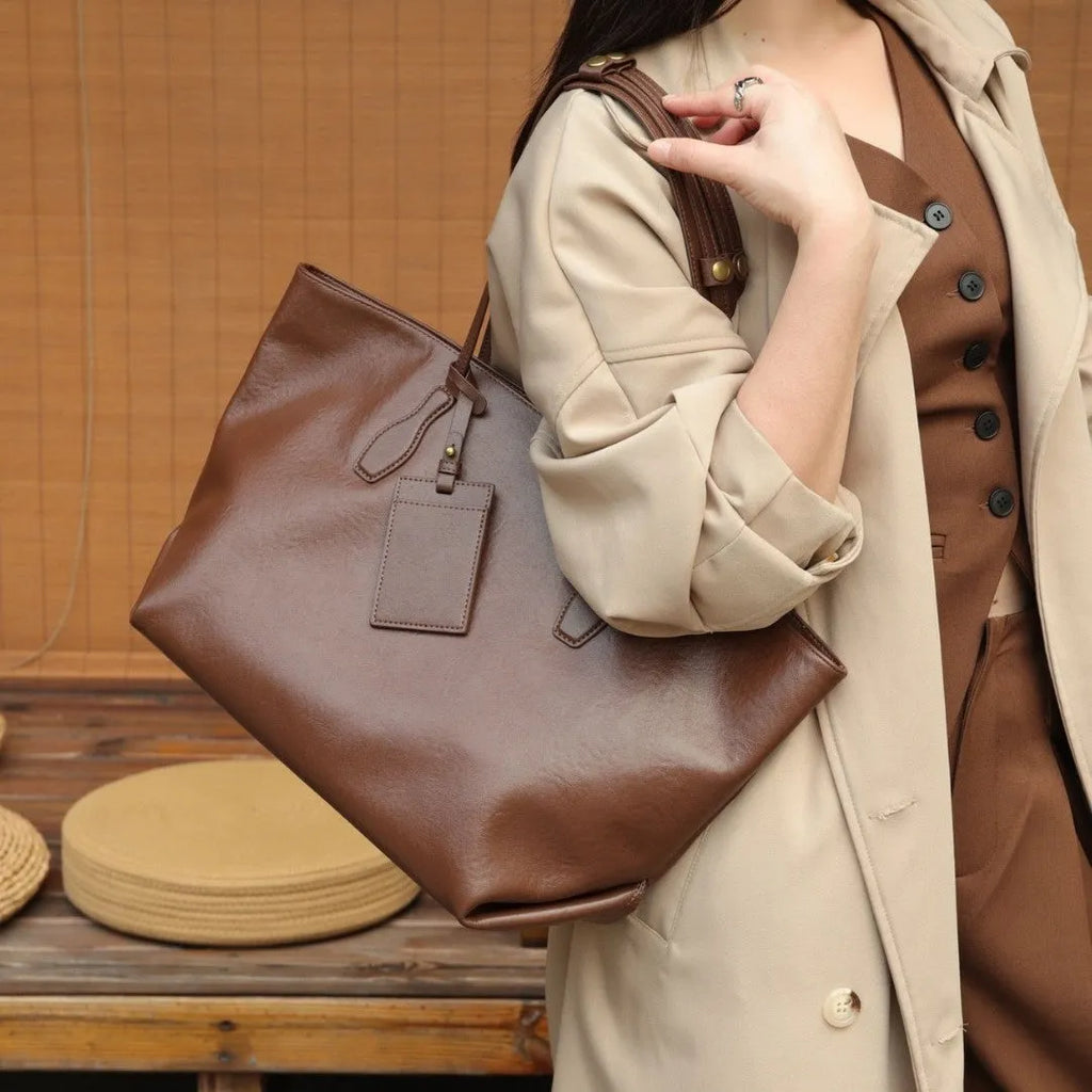 Women's top grain leather crossbody handbag, 35x17x30cm horizontal square shape, zippered, available in four colours