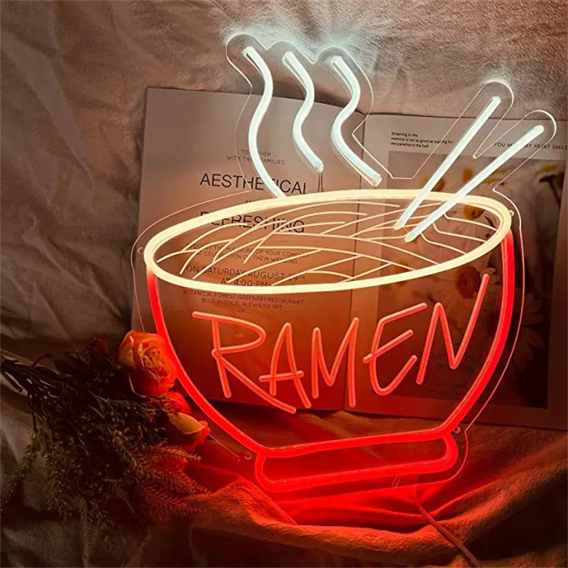 Creative noodle shaped red LED wall light with USB cable, acrylic shell, 40x38cm
