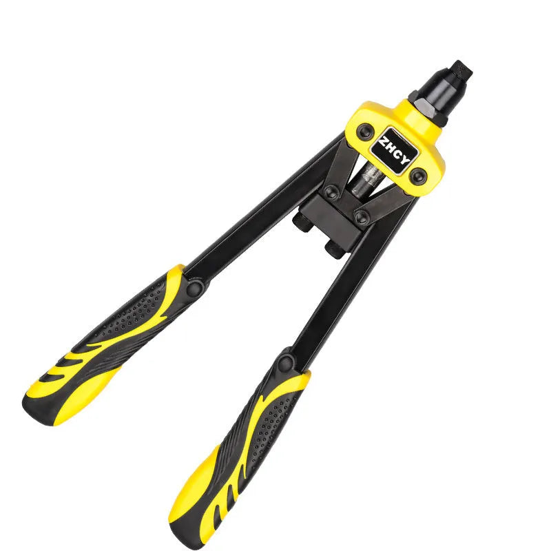 Yellow 13-inch manual rivet gun with industrial-grade construction for household riveting projects