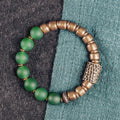 Retro style ethnic couples bracelet made from natural green and red agate stone beads.