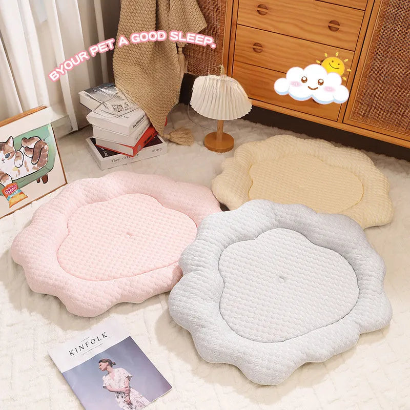 Pet sleeping mat 70 x 55 cm sponge PP cotton filled cat dog bed in grey green pink yellow