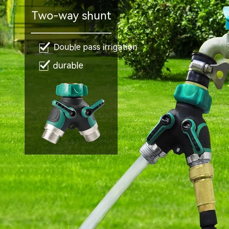 Zinc alloy garden ball valve water splitter with 6-point double pass diverter