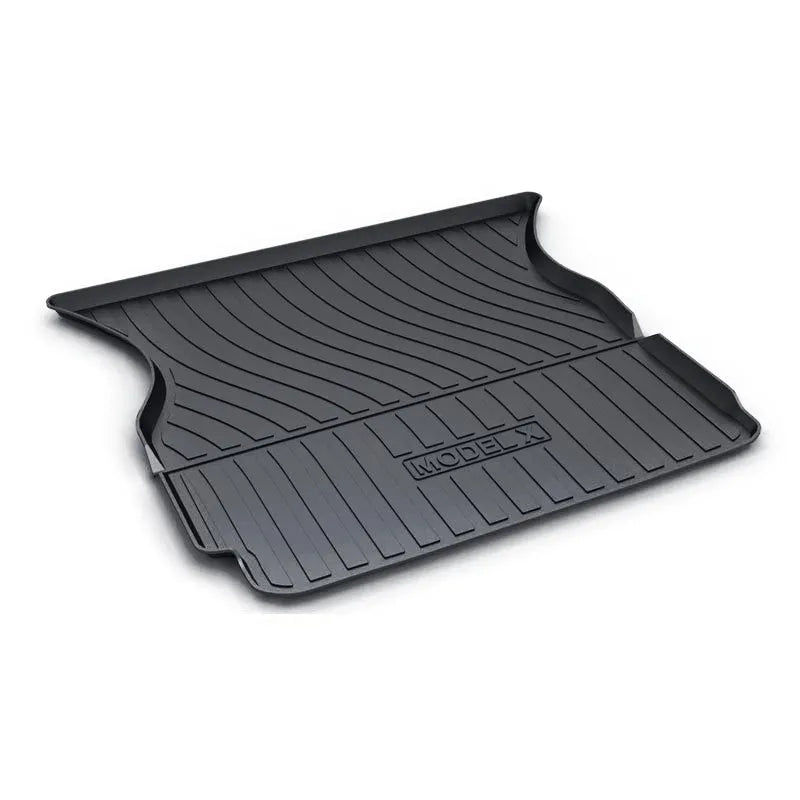 Black rubber floor mat with TPE footrest for Tesla Model 3, Y, S, and X cars