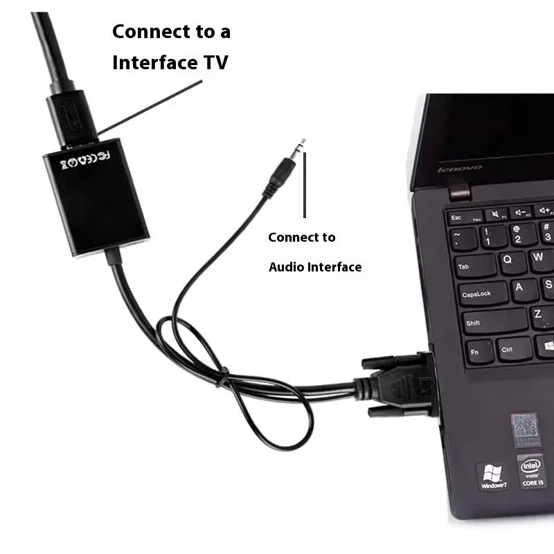 Black 1-metre VGA cable for laptop to monitor connection with 1080p resolution