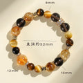 Women's natural yellow tower crystal string bead bracelet with 10mm round beads.