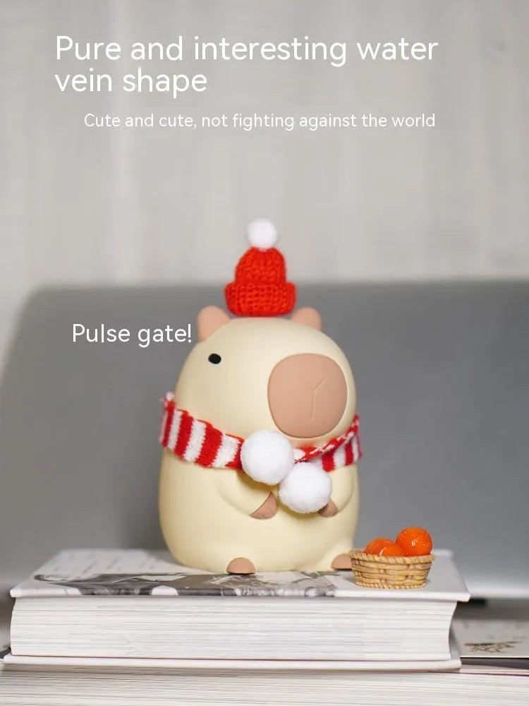 Small capybara-shaped silicone night light decorative lamp with USB charging cable
