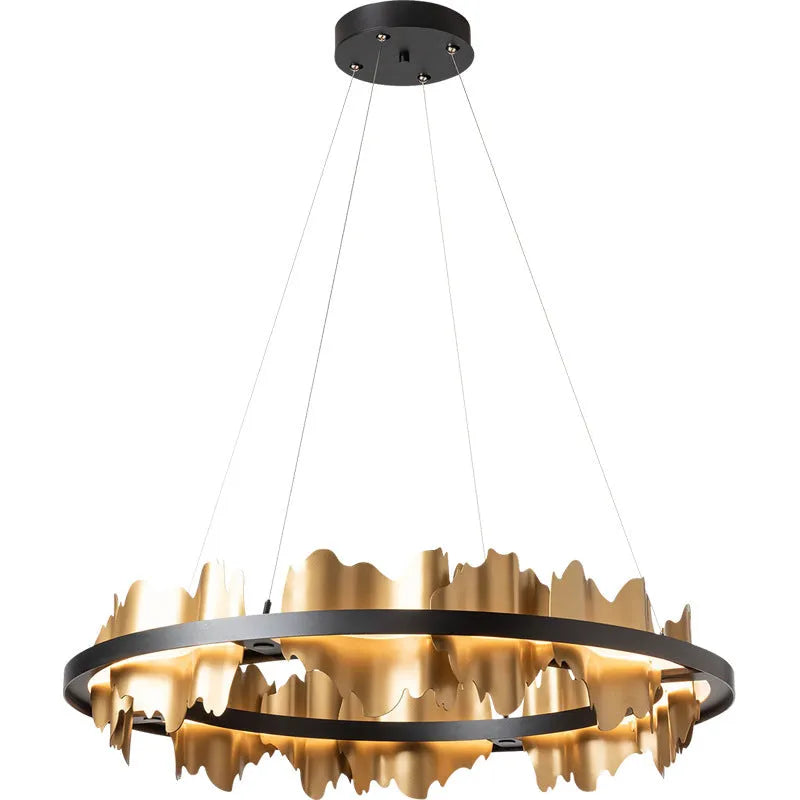 Postmodern Italian minimalist LED chandelier with organic glass shade in black (80x18cm size) for dining room