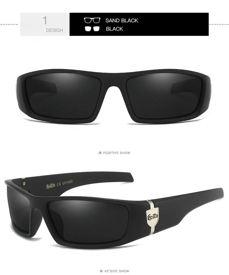 Bandit style hip hop sunglasses model G613 with box frame and polarised PC lenses in various colours