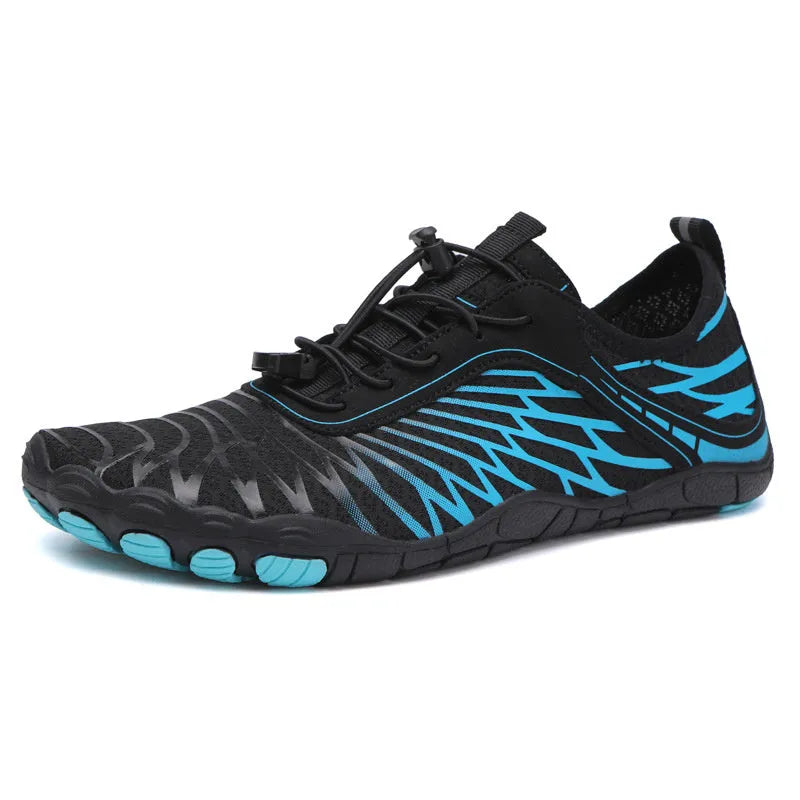 Upstream outdoor sports lace-up shoes in multiple colours on a white background, showing lace-up front and rubber sole.