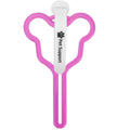 Dog poop bag holder with clip and velcro strap for leash attachment.